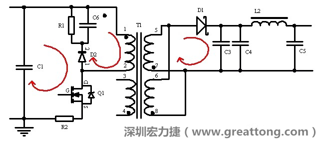 元件布局的時(shí)候，要優(yōu)先考慮高頻脈沖電流和大電流的環(huán)路面積，盡可能地減小,以抑制開關(guān)電源的輻射干擾