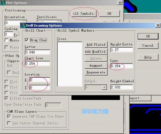 轉(zhuǎn)孔圖時也需在Customize Document欄點擊Option，在彈出的Plot Options-窗口中選擇Drill Symbols