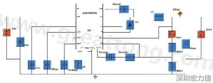 參考圖1的電流通路：把FET在導(dǎo)通狀態(tài)下流經(jīng)的通路標(biāo)記為紅色；把FET在關(guān)斷狀態(tài)下的迴路標(biāo)記為綠色。