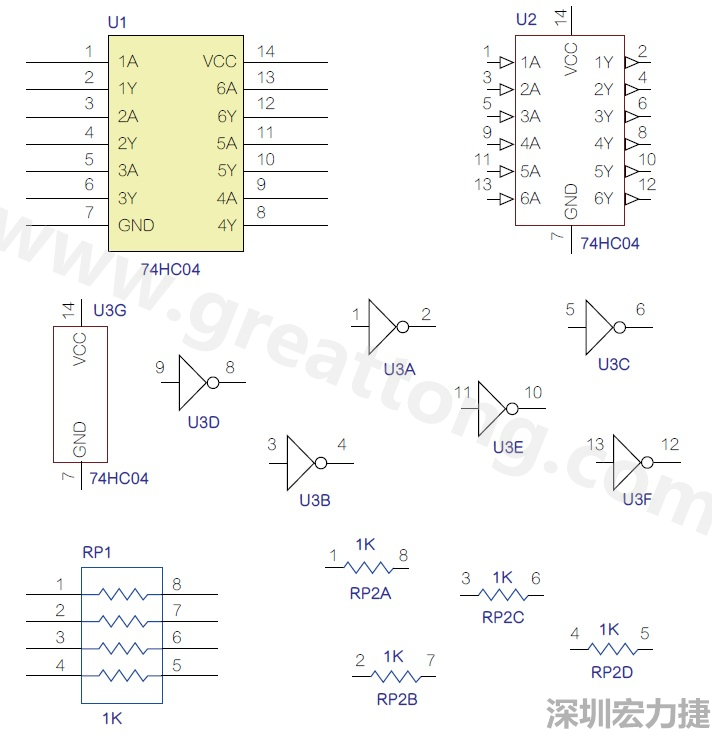 圖1 半導體元件供應商所畫的電路圖符號是模擬元件的接腳圖，而非訊號流程。