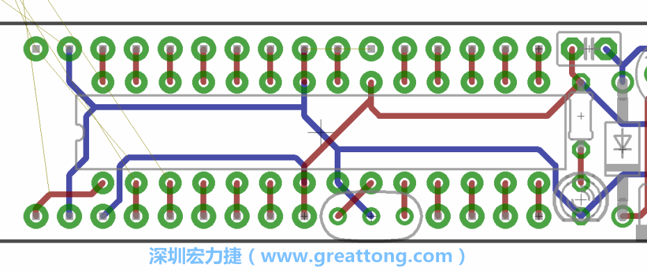 如果可以的話盡量讓接地線保持在電路板的背面，這樣它們就可以在可能范圍內(nèi)和最大的接地面連結(jié)在一起。