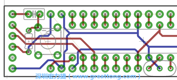 4.2. 然后在電路板的背面進行布線。