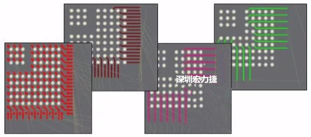 扇出及逃逸時(shí)布線是根據(jù)適用的設(shè)計(jì)規(guī)則來進(jìn)行的。