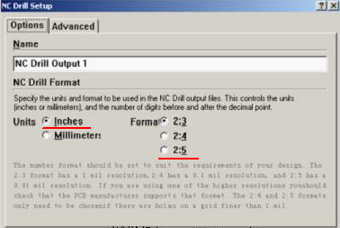 將格式改為“Inches 2：5”（ 以確保資料精度，反之孔與線路有偏移現(xiàn)象；）點OK完成鉆孔文件轉(zhuǎn)換